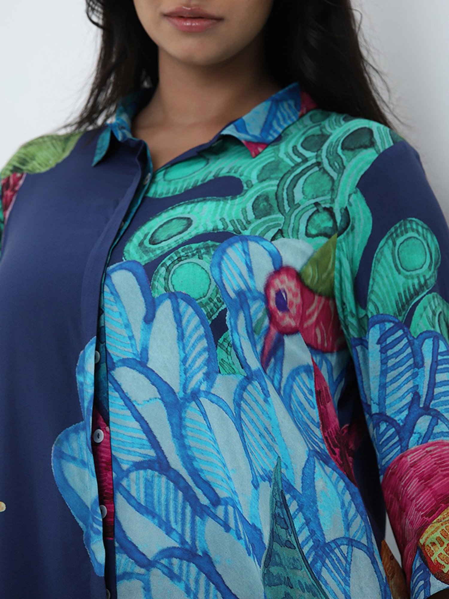 Diza by Westside Blue Botanical Design Straight Tunic