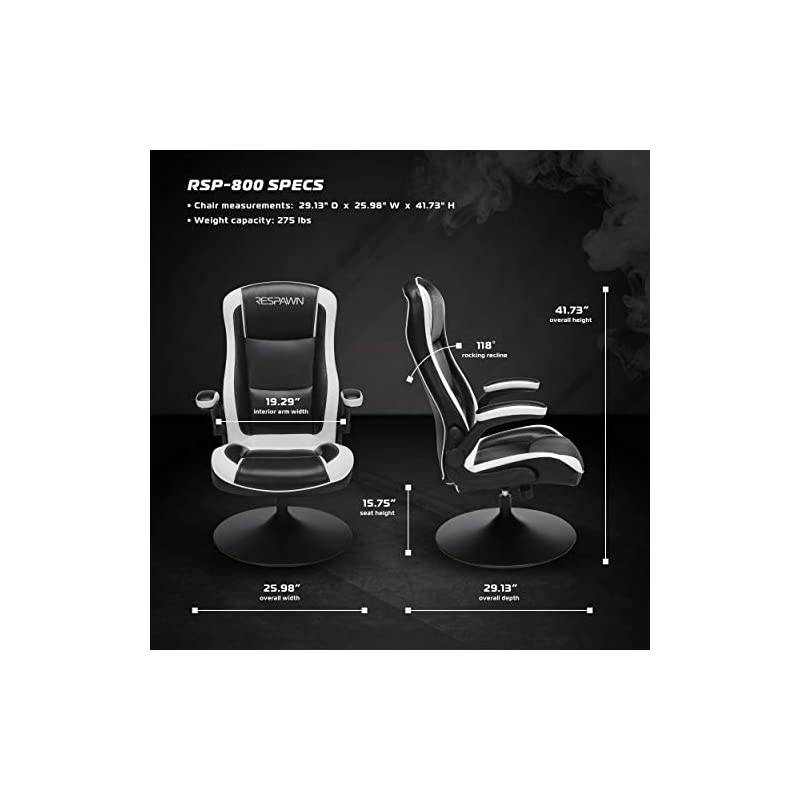 RSP-800 800 Racing Style Rocker, Rocking Gaming Chair, in White (RSP-800-BLK-WHT)