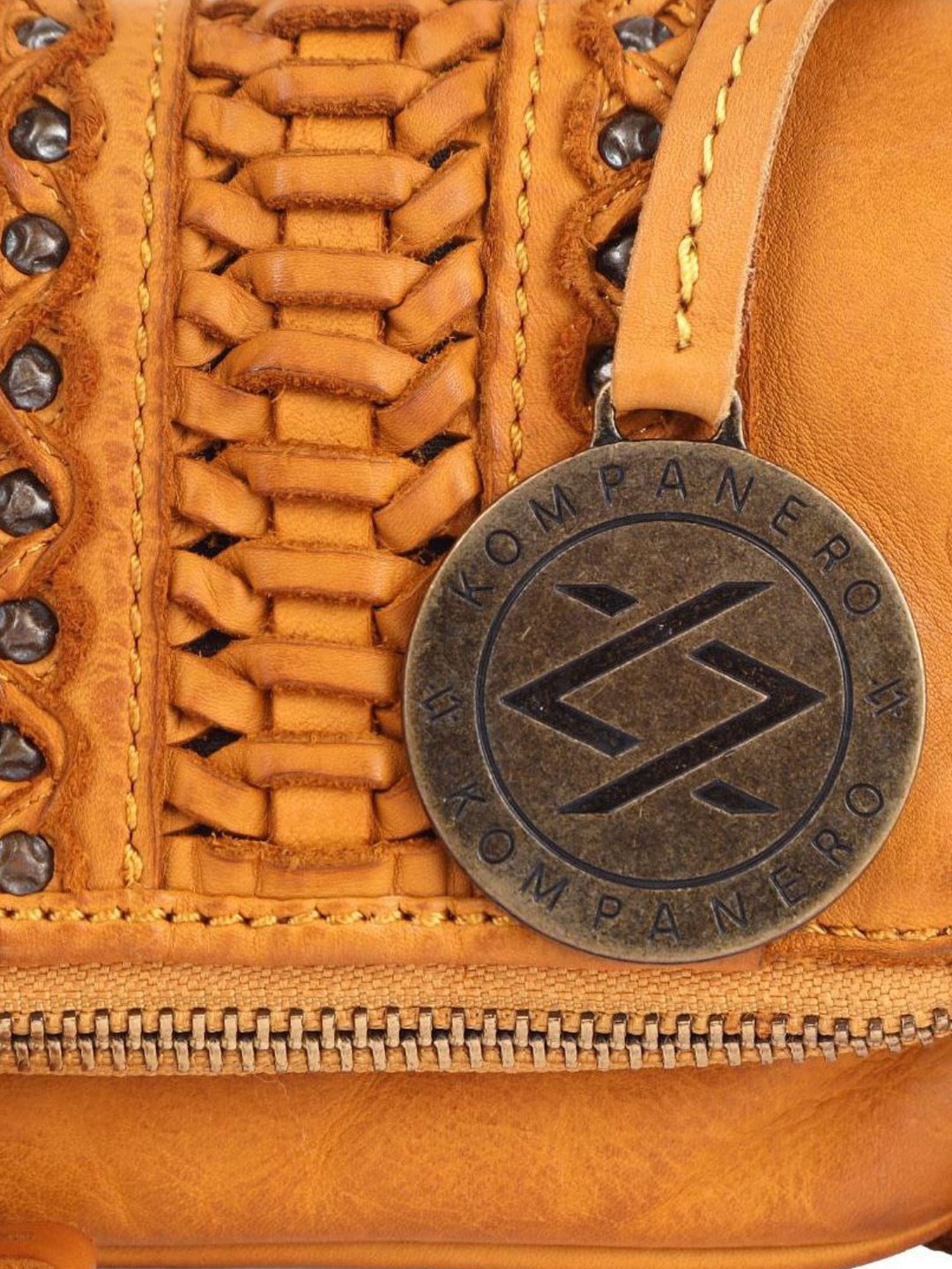 KOMPANERO Sorrento Mustard Leather Textured Sling Handbag