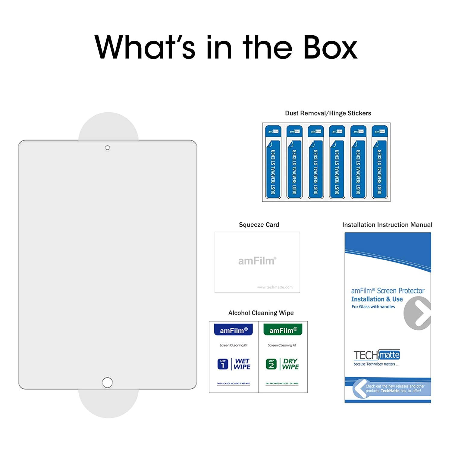 amFilm Glass Screen Protector for iPad 9.7 6th Gen, 5th Gen, iPad Pro 9.7, iPad Air, Air 2, Tempered Glass, Apple Pencil Compatible