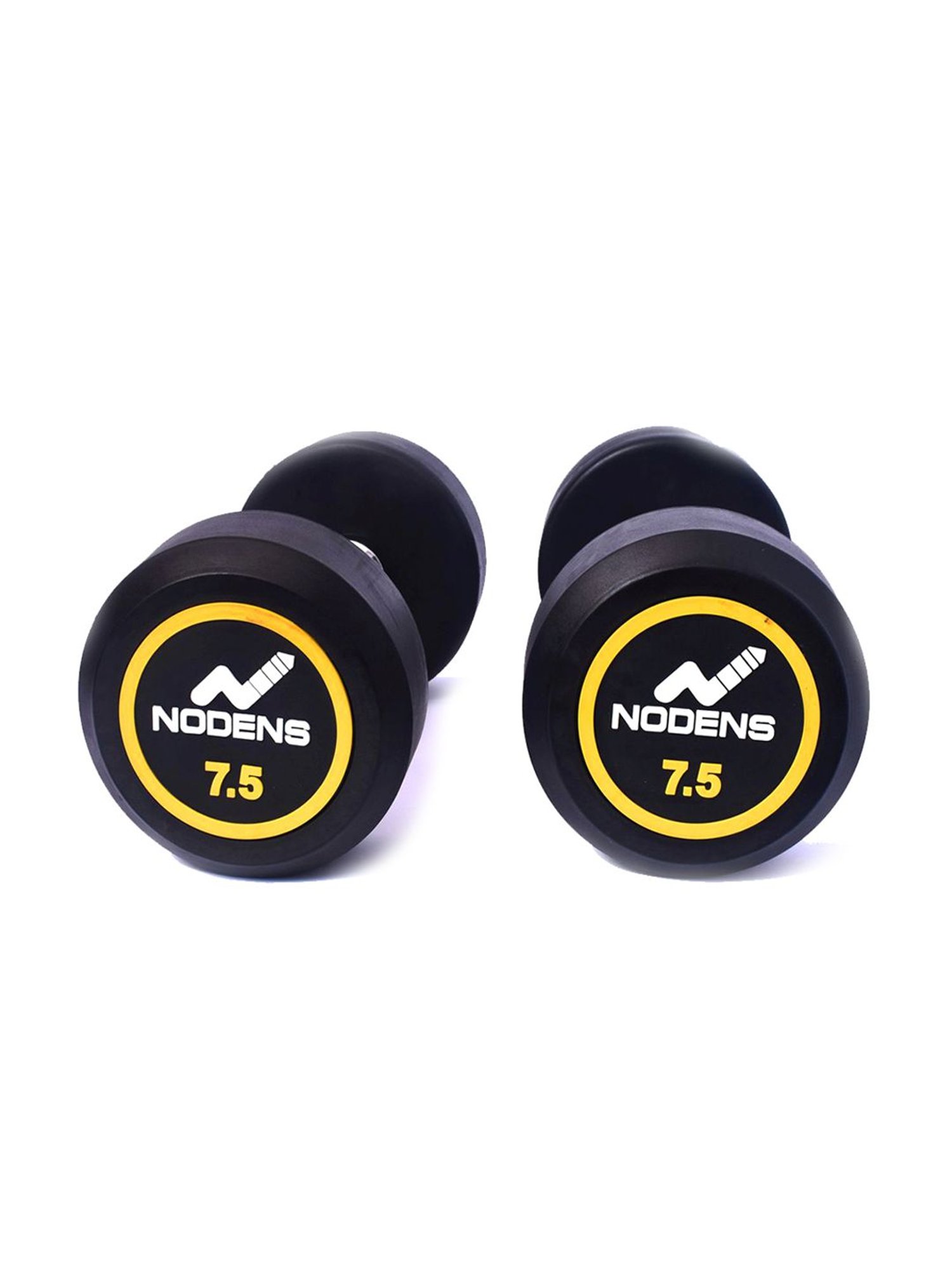 NODENS Black Rubber Coated Round Dumbbells (10 kg)