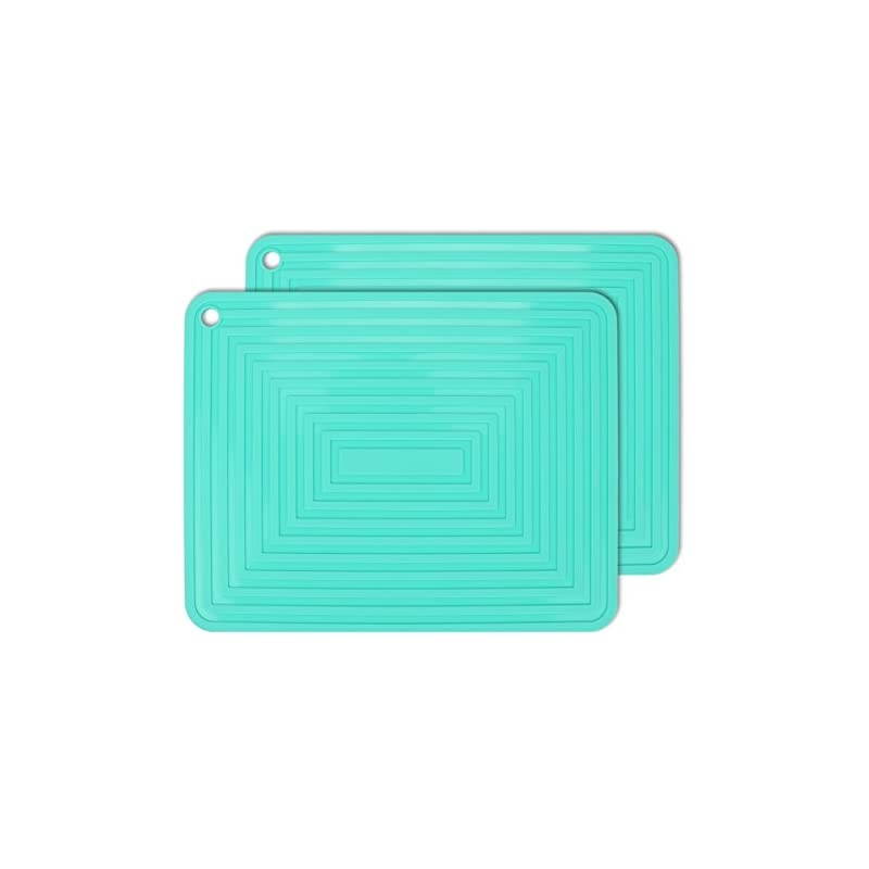 Pack Large Silicone Trivet Mats / Hot Pads, Heat Resistant Pot Holder,9"x1" Non Slip Flexible Durable Pot Coaster Kitchen Table Mats (Teal)