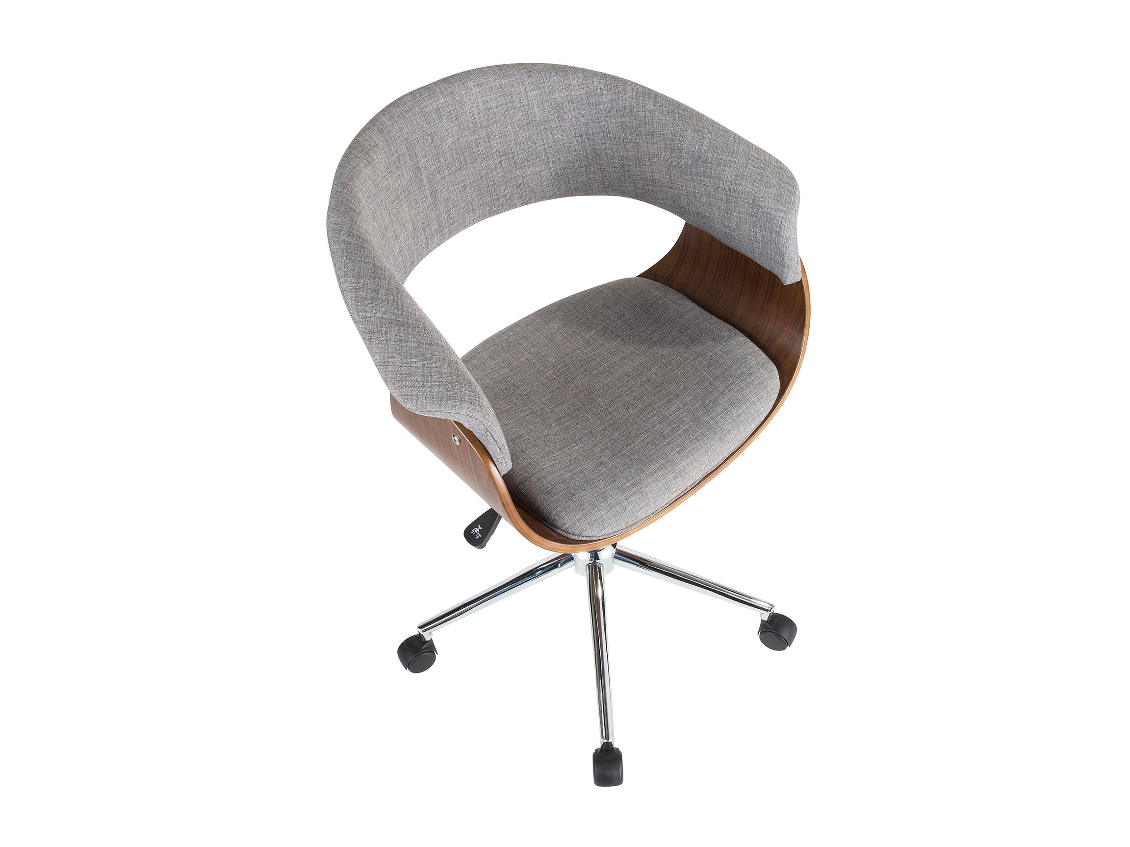 Vintage Mod Mid-Century Modern Office Chair in Walnut Wood and Light Grey Fabric by LumiSource