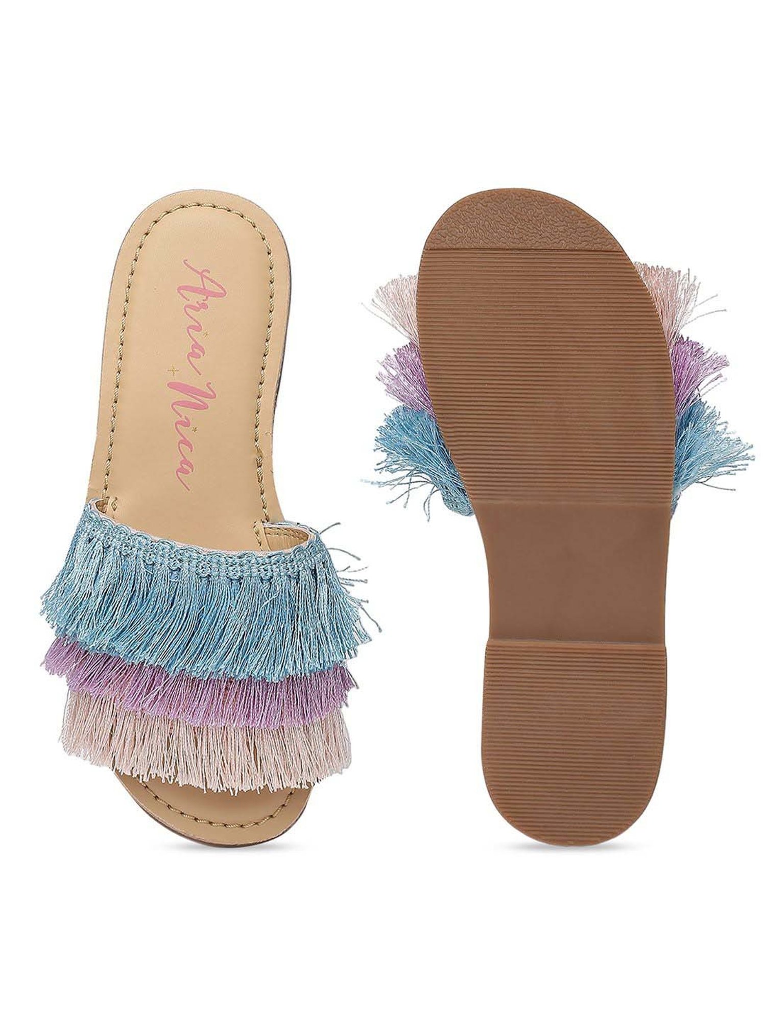 Aria Nica Kids Hawai Blue & Beige Casual Slides