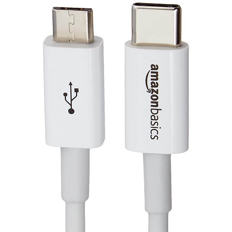 Basics USB Type-C to Micro-B 2.0 Short Charger Cable - 6 Inches (15.2 Centimeters) - Black