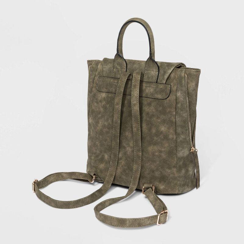 VR NYC Magnetic Closure Ring Shoulder Handbag - Olive Green