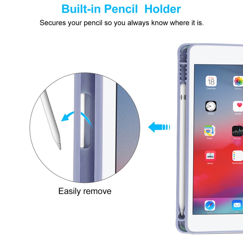 For IPad 10.2 Inch Case, Ultrathin Trifold PU Leather+Soft Silicone Stand Cover With Pencil Holder, Auto Sleep/Wake For IPad 8th 2020 / IPad 7th 2019 10.2 Inch