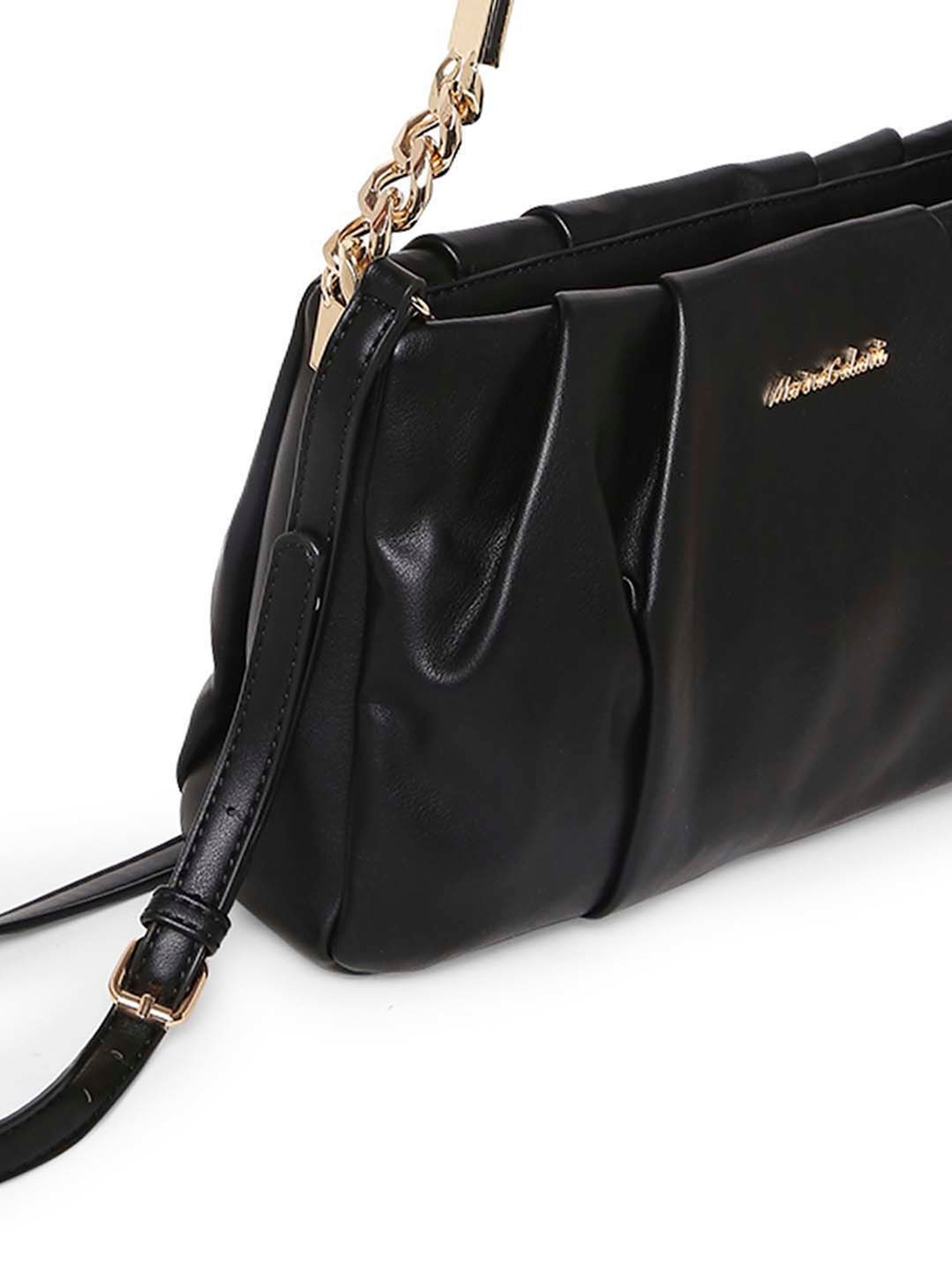 Marina Galanti Black Textured Medium Baguette Bag