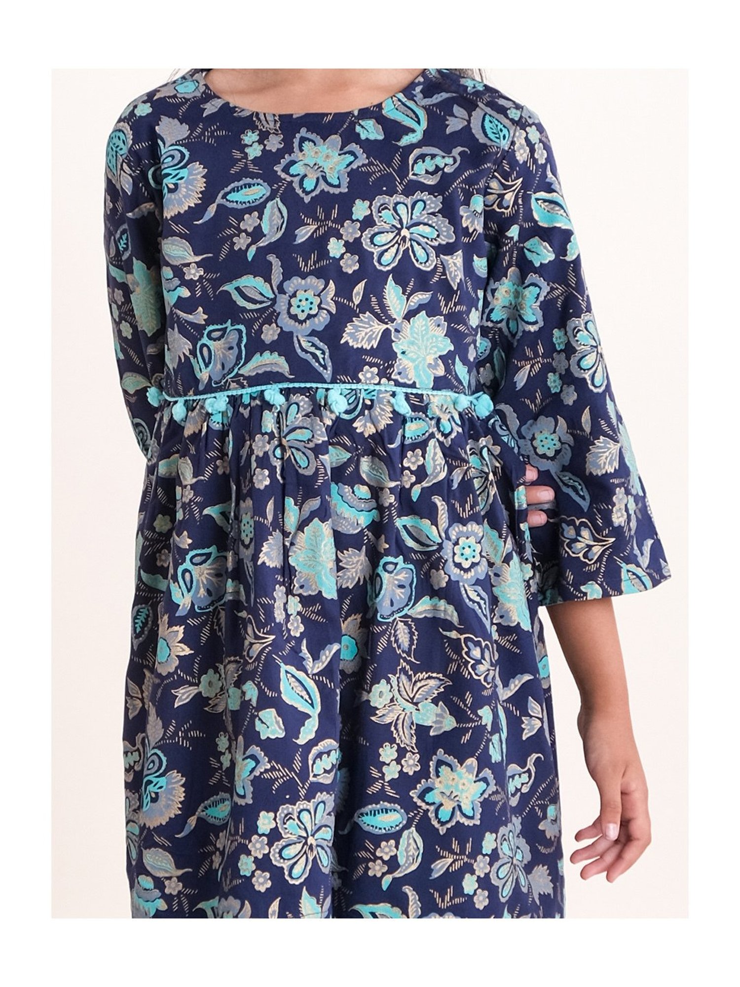 Peppermint Kids Navy Regular Fit Kurta Set