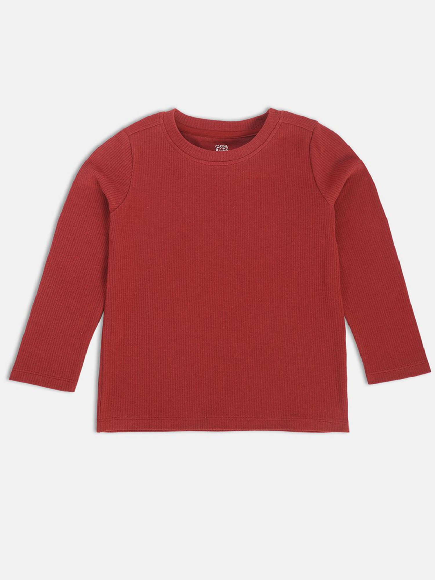 MINIKLUB Kids Red & White Solid Full Sleeves T-Shirt (Pack Of 2)