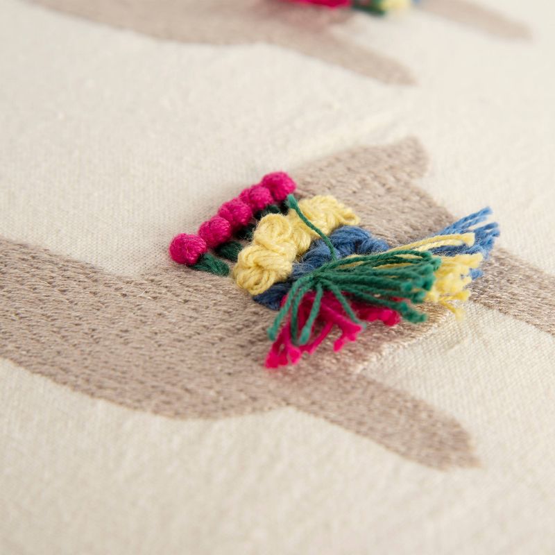 18"x18" Llama Print Square Throw Pillow Off White - Rizzy Home