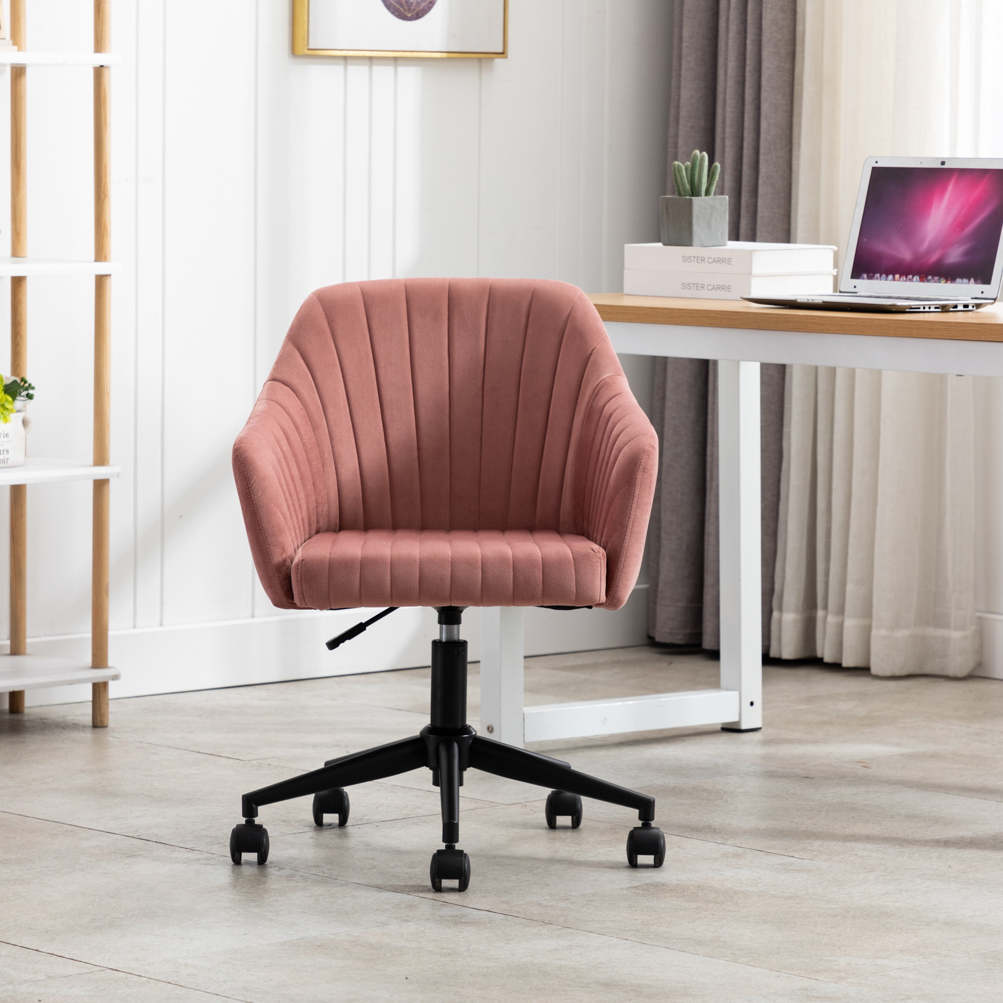 Home Office chair with Middle back, Modern Design velvet chair with arms