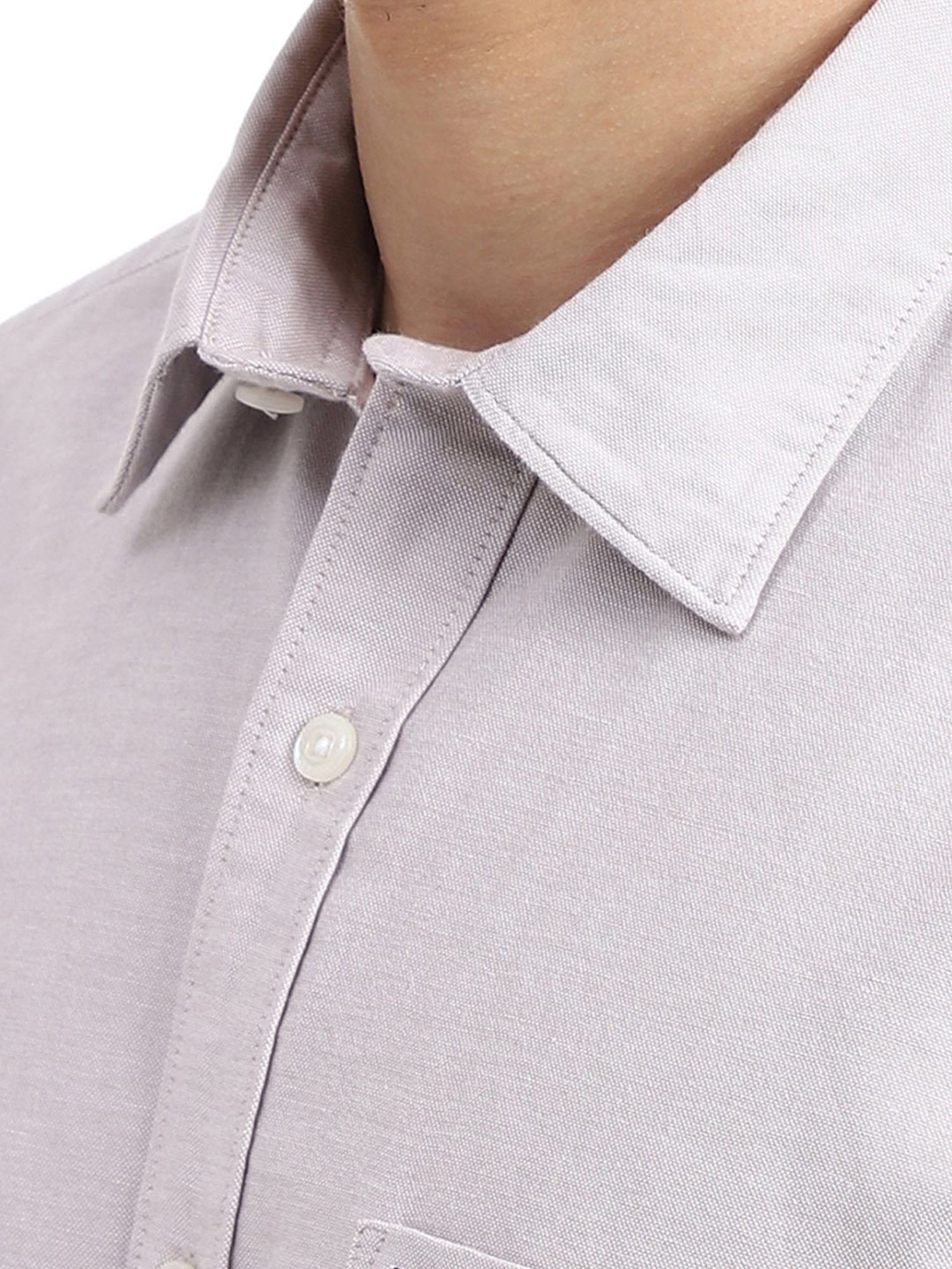Arrow Light Grey Cotton Slim Fit Shirt