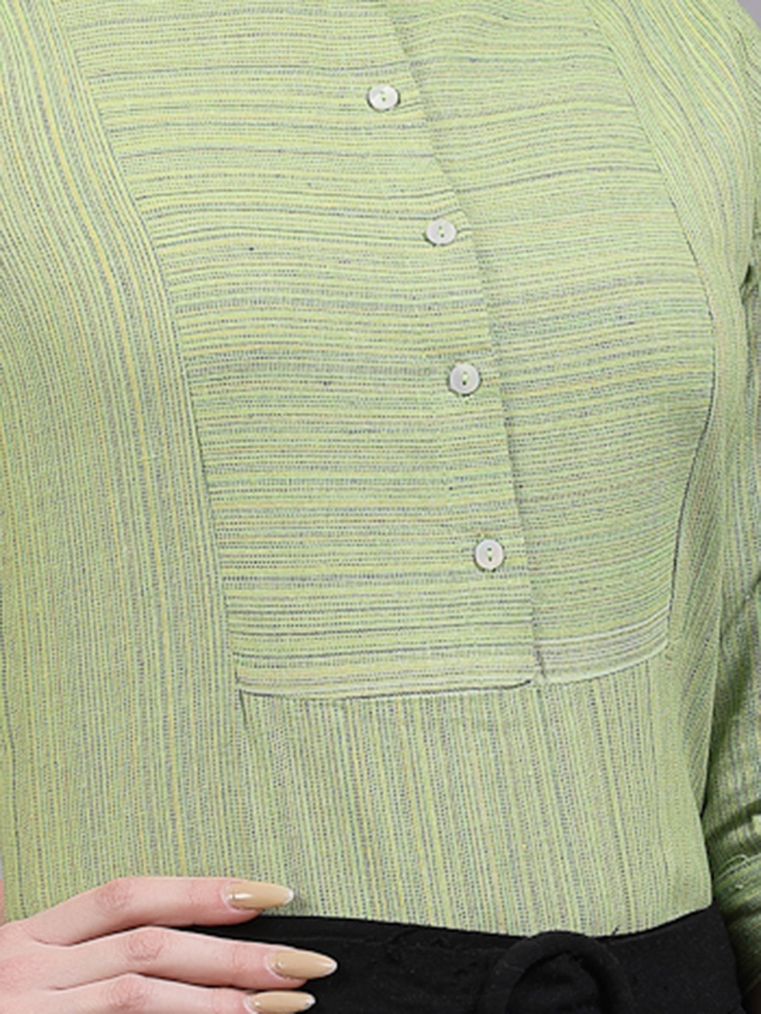 Style Quotient Green Cotton Textured Top