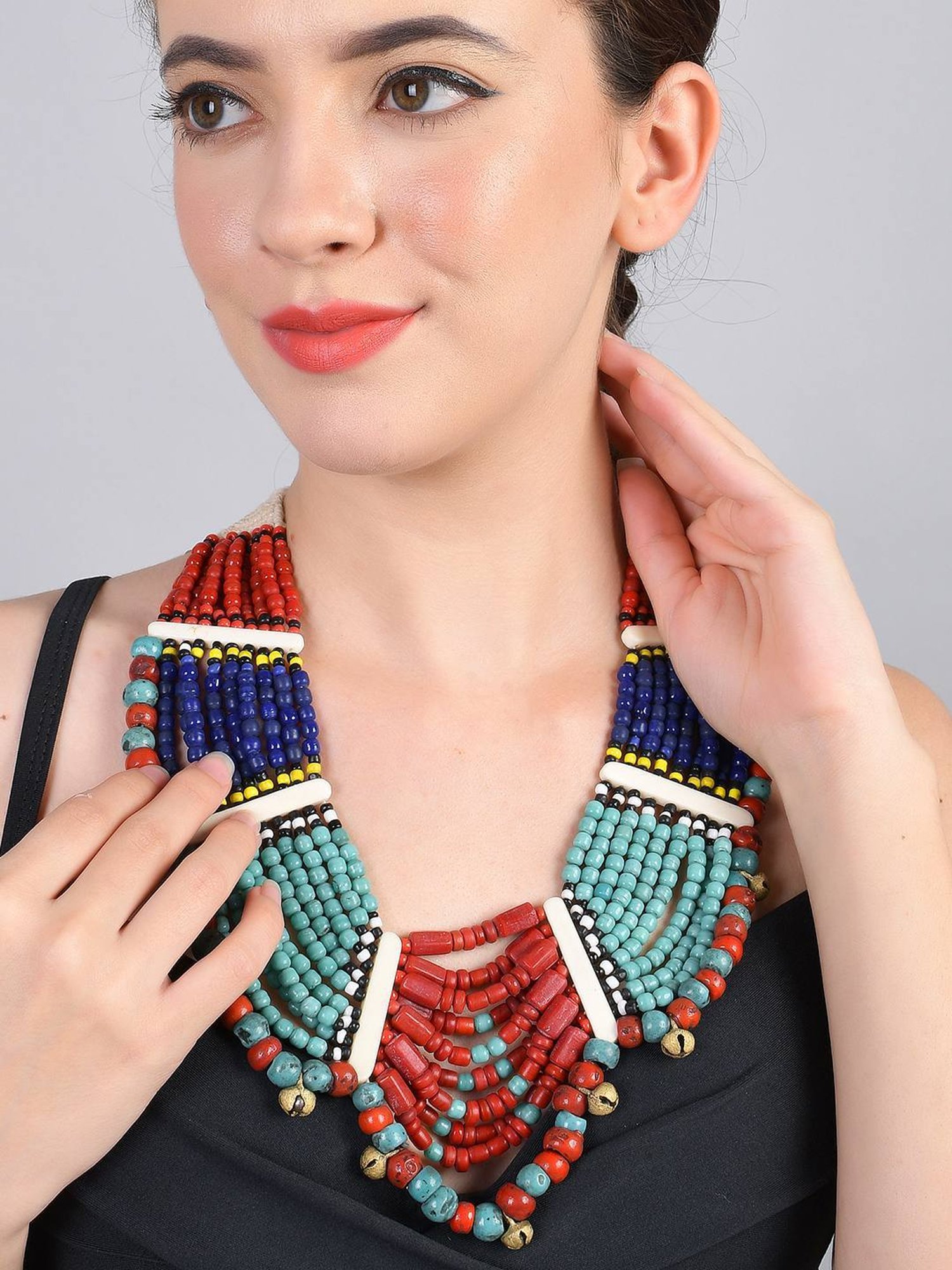 Imli Street Multicolor Vintage Naga Beaded Tribal Necklace