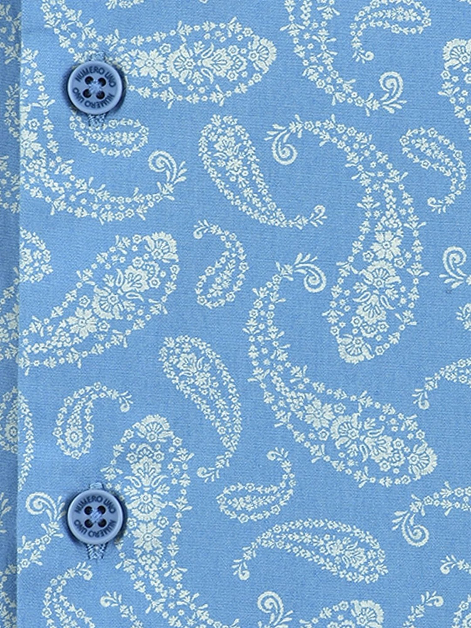 Numero Uno Blue Slim Fit Paisley Shirt