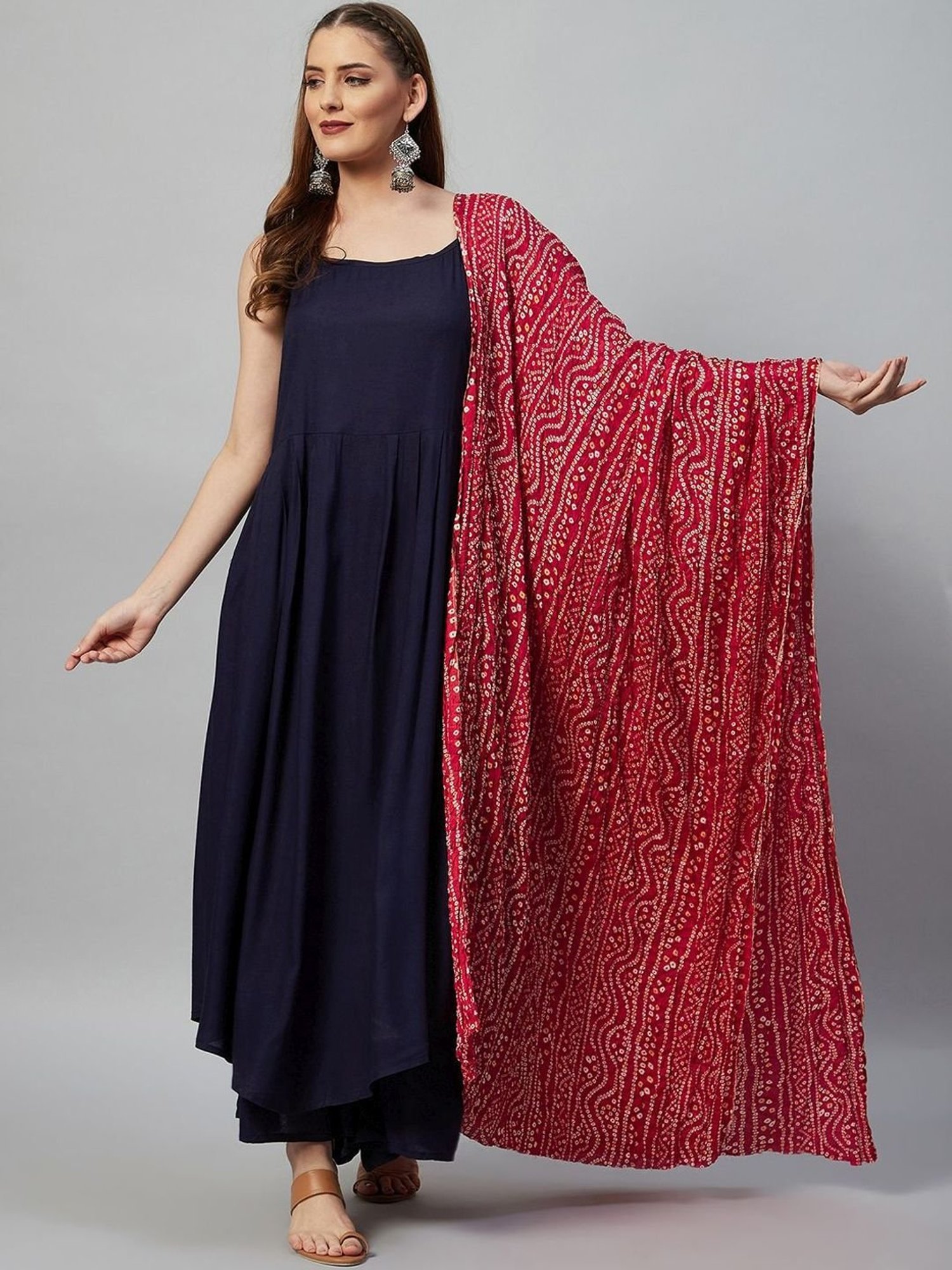 Inweave Maroon Bandhani Print Dupatta