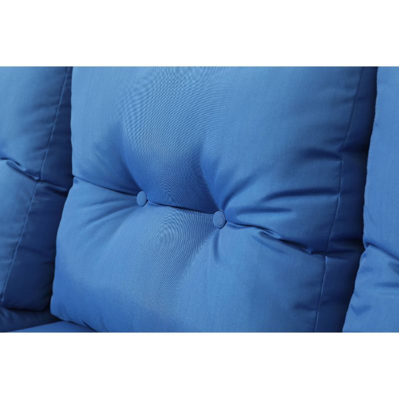 6pc Wicker Rattan Patio Sofa Set with Blue Cushions - Accent Furniture