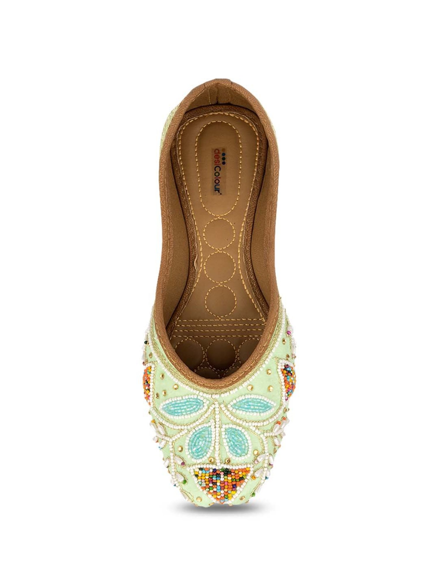 Desi Colour Women's Sea Green Ethnic Juttis
