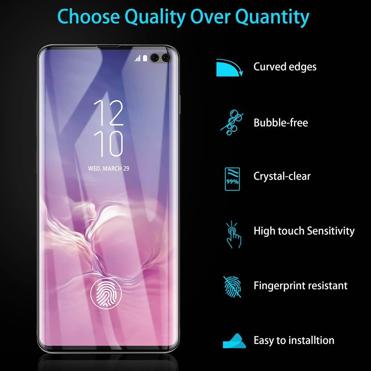 AICase Screen Protector for Galaxy S10 Plus,0.125mm [Soft Curved Film ][HD Clear] [Case Friendly][FullCoverage] [Bubble-Free][Anti Fingerprint] Screen Cover for Samsung Galaxy S10+