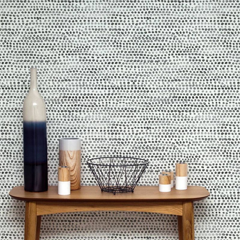 Tempaper Moire Dots Self-Adhesive Removable Wallpaper Black/White