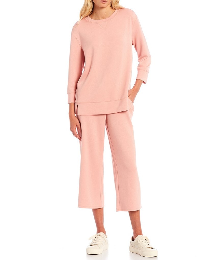 Westbound Soft Touch Wide Leg Cropped Coordinating Drawstring Pants