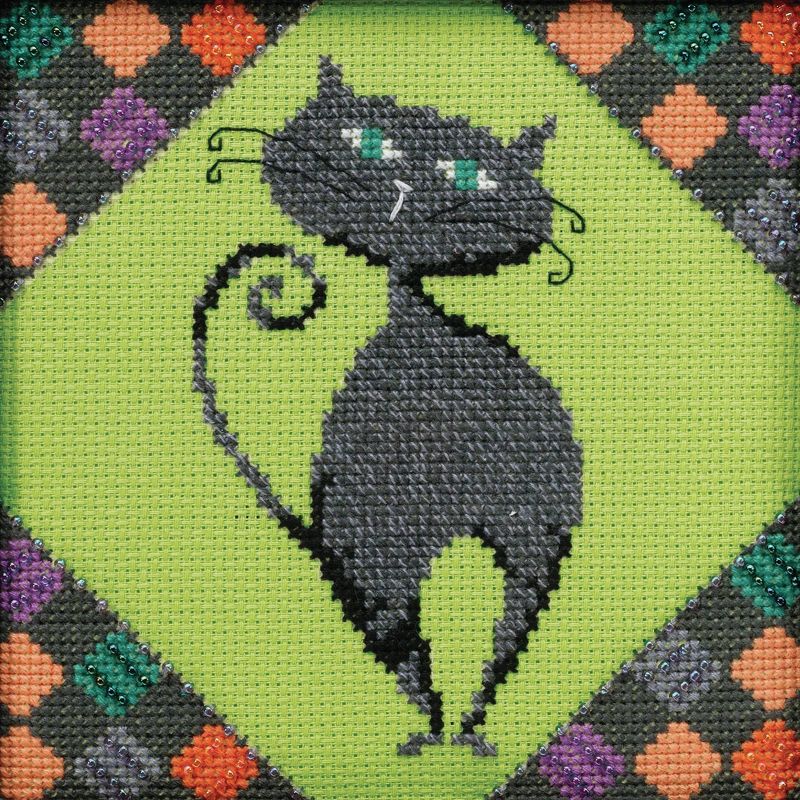 Mill Hill/Debbie Mumm Counted Cross Stitch Kit 5.75"X5.75"-Alley Cats-Smoky (14 Count)