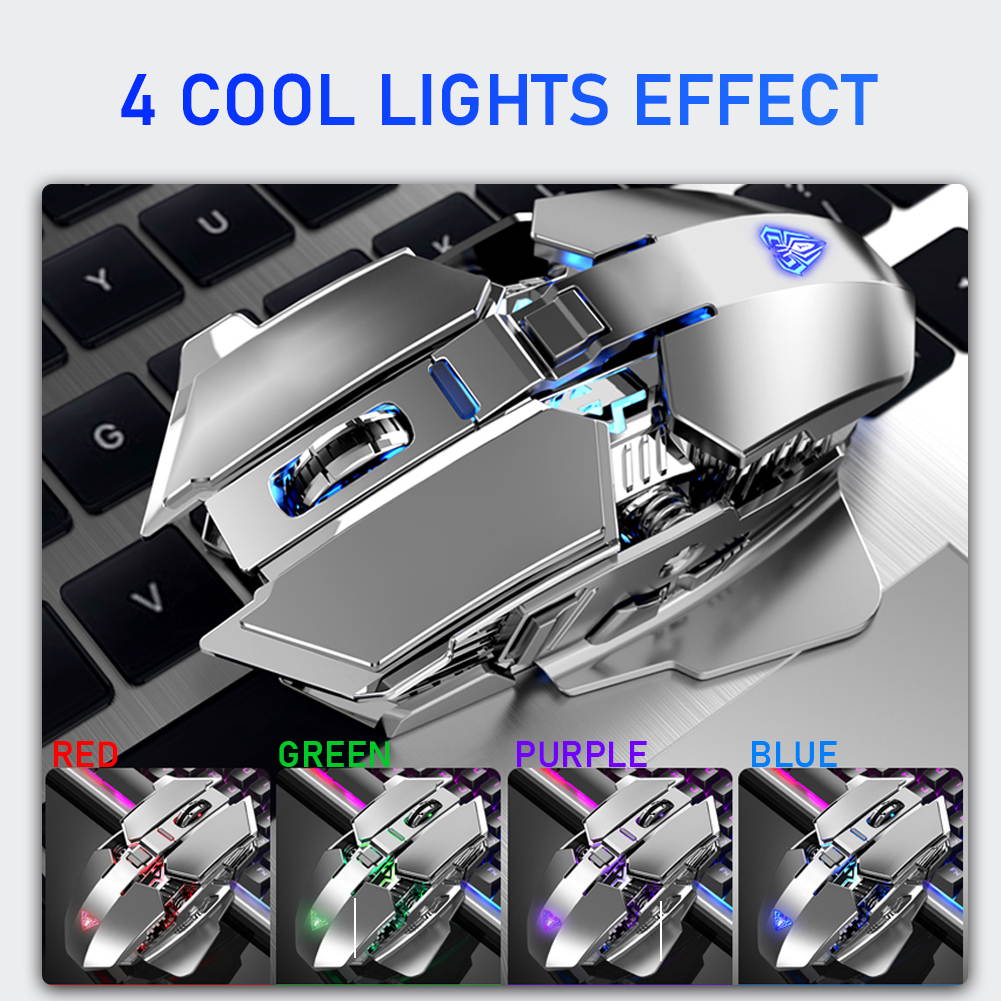 AULA SC300 2.4G Wireless Bluetooth Mouse 1200DPI USB Charging Mice 6 Buttons Ergonomic Optics Suitable for Desktop Laptop, Black