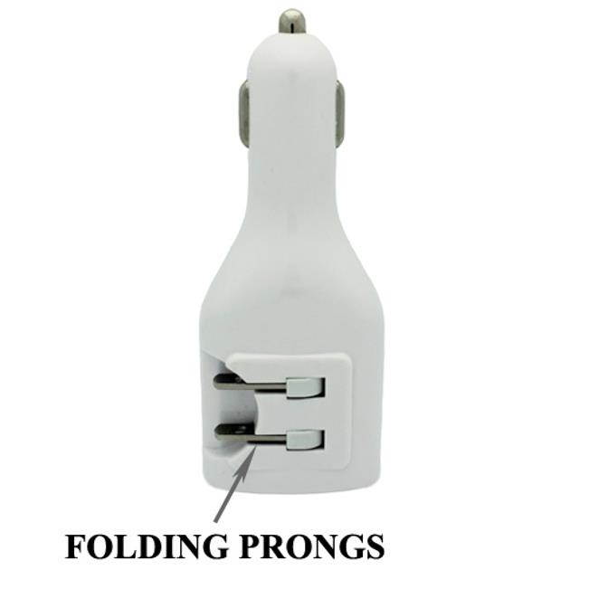 Rapid Car Home Travel Charger Power Adapter Dual USB with Folding Prongs White P1D for Huawei P10 P9 - LG G5 G6 G7 ThinQ, Stylo 3, V20 V30 - Motorola Droid Turbo 2, Moto Z Droid Force Droid