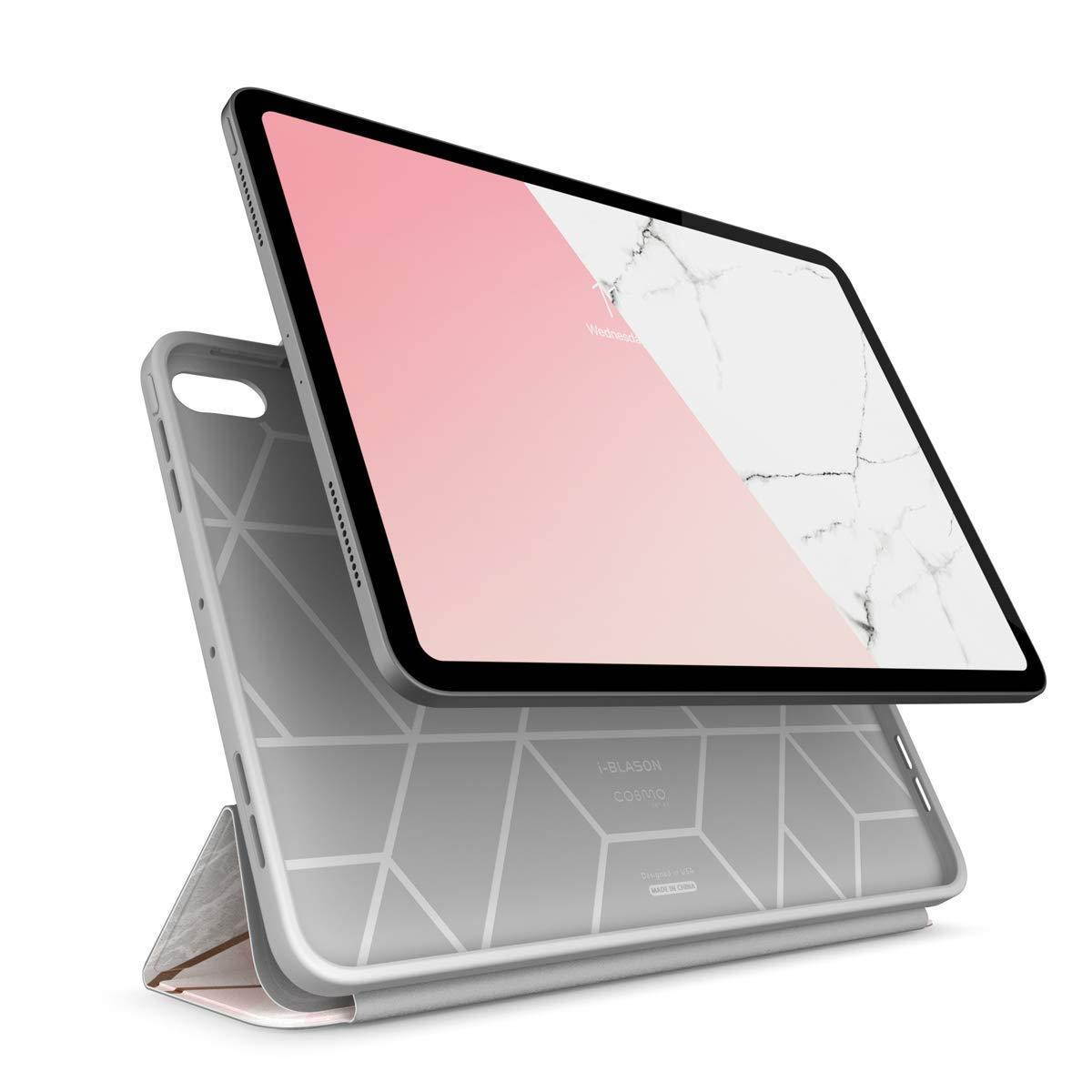 i-Blason Case for iPad Pro 12.9 Inch 2018 Release, [Cosmo] Full-Body Trifold Stand Protective Case Cover with Auto Sleep/Wake & Pencil Holde, Marble, 12.9"
