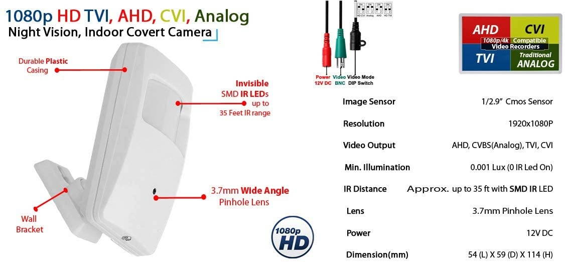 Evertech 8 Channel h264 HD Security Digital Video Recorder w/ 1TB Hard Drive and Motion Sensor Style Covert Cameras