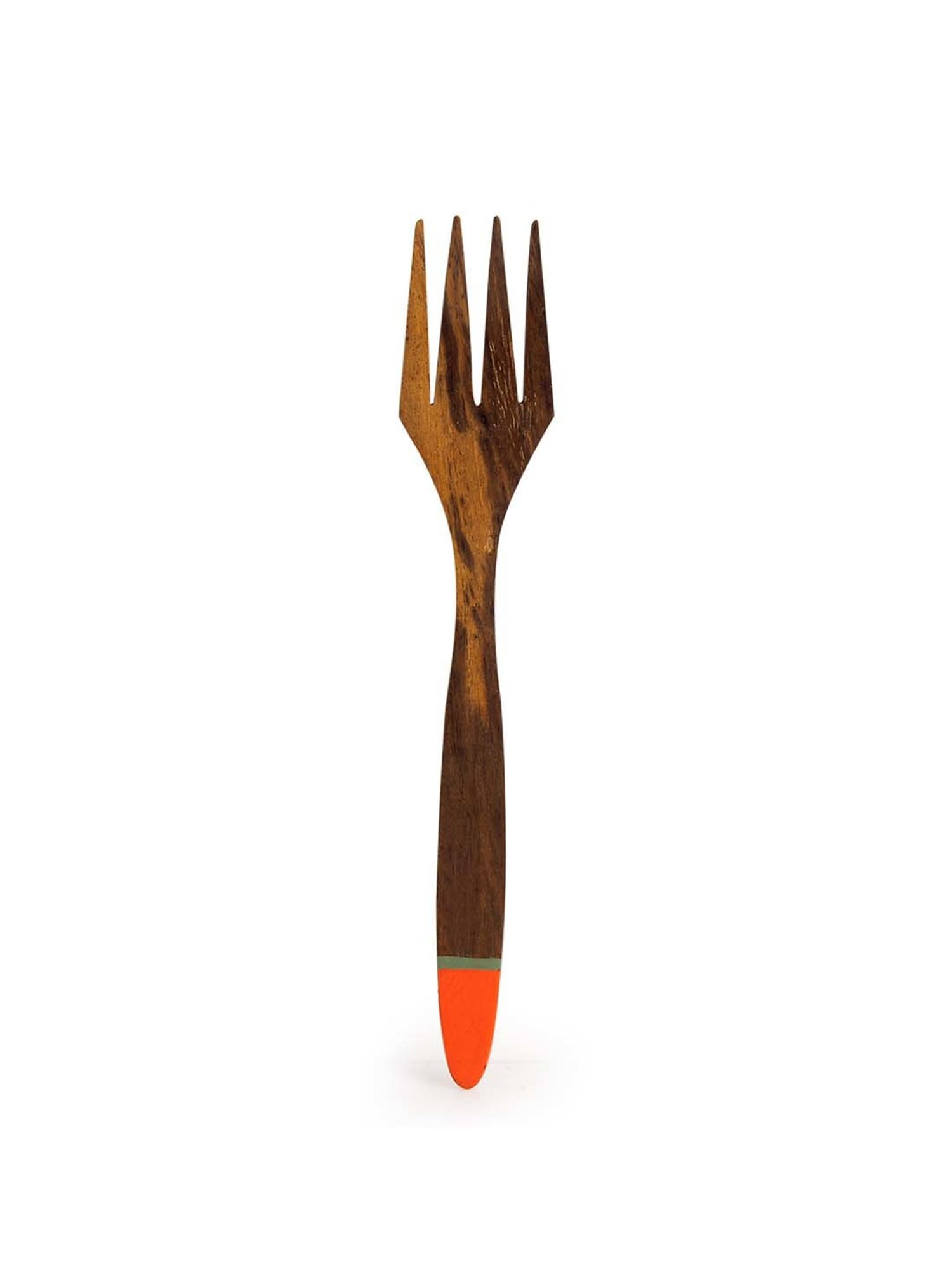 ExclusiveLane 'Tangerine Must-Haves' Hand-painted Table Forks In Sheesham Wood (Set of 6)