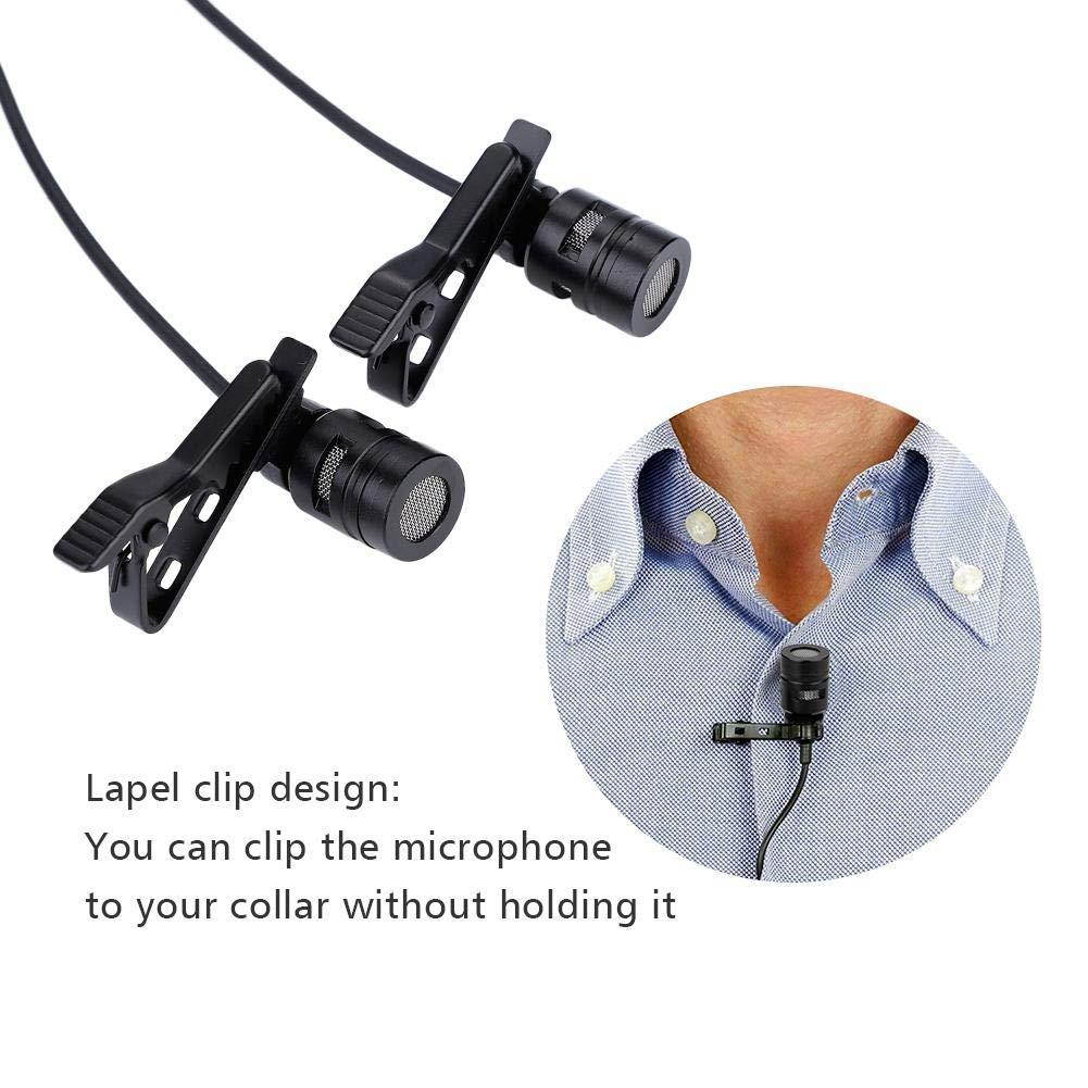 Zerone 3.5mm Stereo Microphone Dual-Head Lapel Tie Clip Microphone for Smartphone, PC and Mac