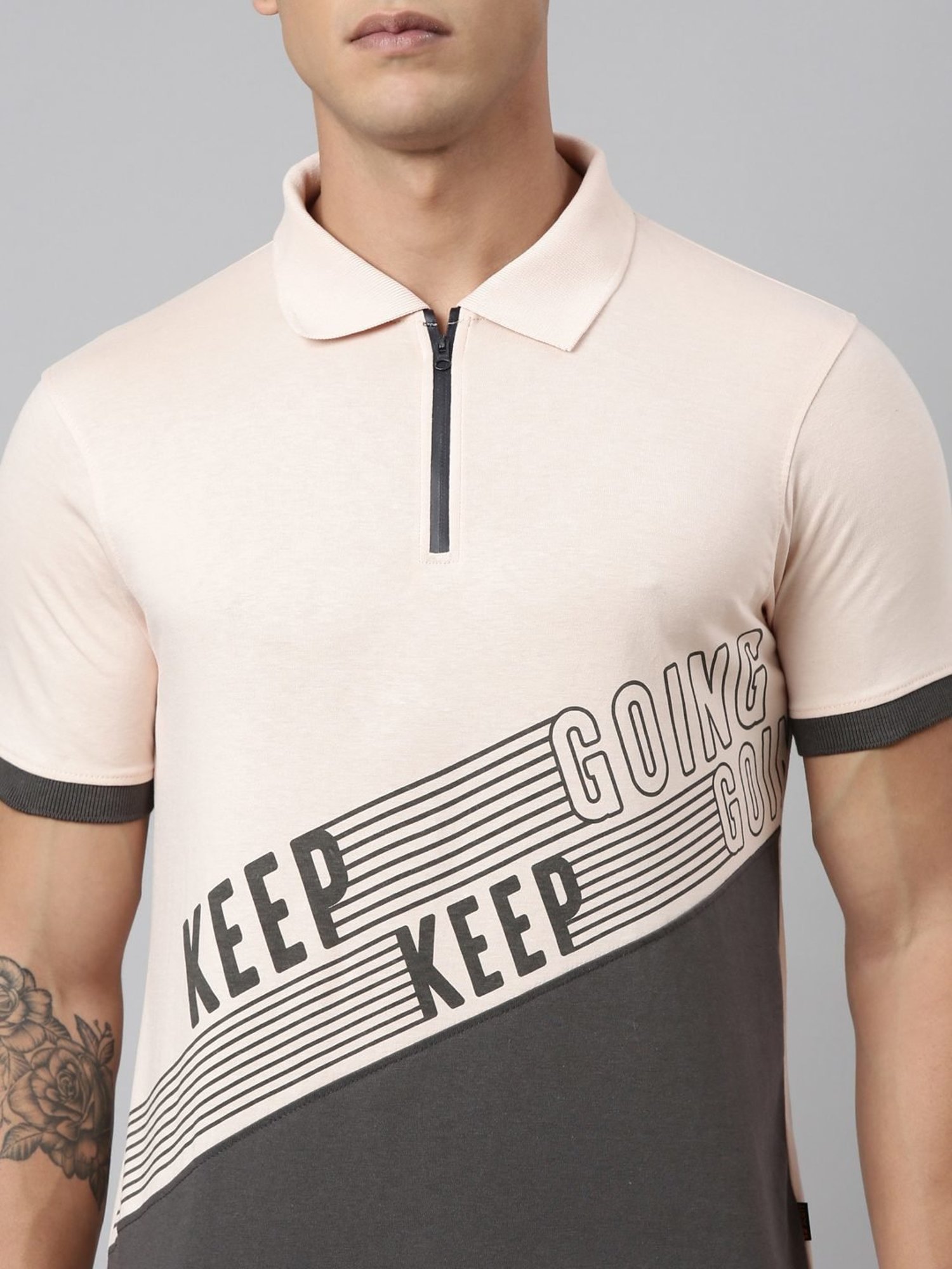 Dixcy Scott Maximus Off White Cotton Regular Fit Printed Polo T-Shirt