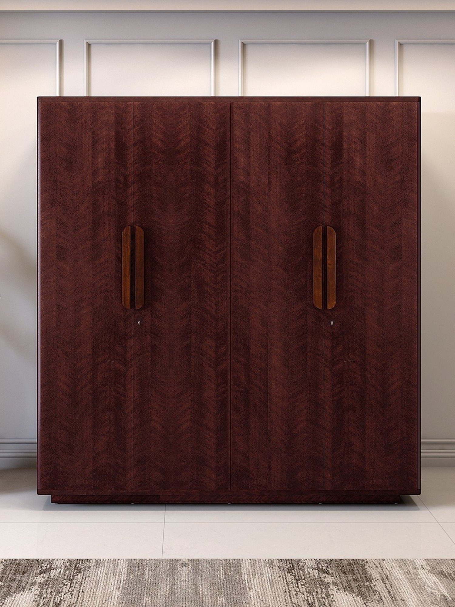 Godrej Interio Ewa Brown Engineered Wood 4 Door Wardrobe