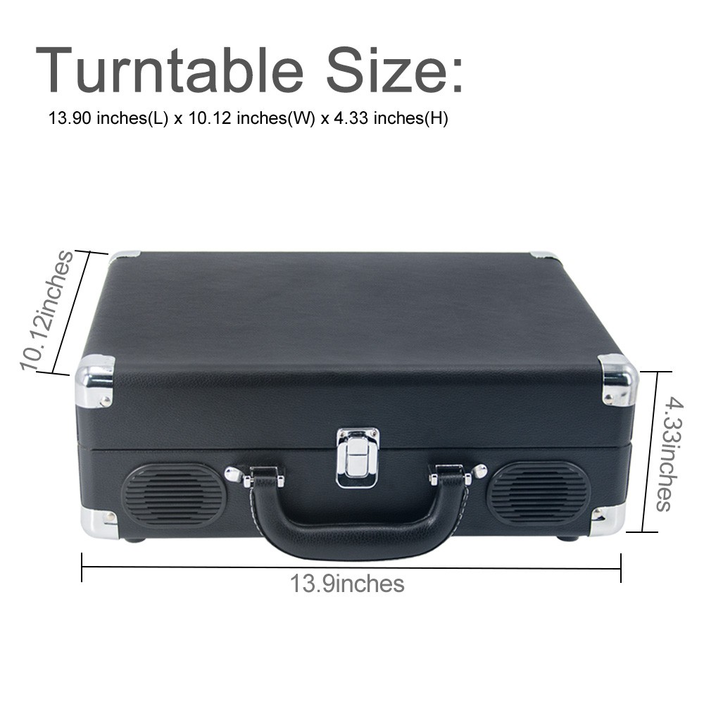 LP&No.1 Suitcase Bluetooth Turntable with Stereo Speaker,3 Speeds Vinyl Record Player Turquoise