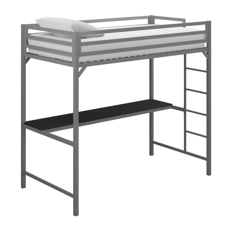 Twin Max Metal Loft Bed with Desk Silver - Room & Joy