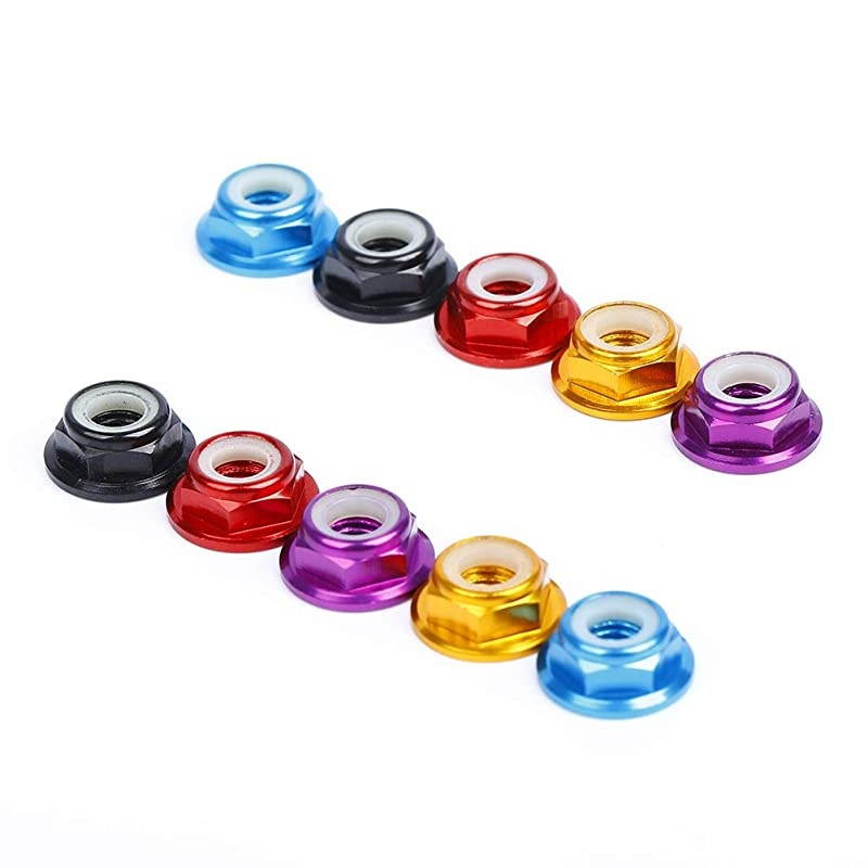 25pcs M5 Lock Nuts CW Flanged Nylon Insert Aluminum Alloy Self-Locking Nuts for RC Drone Quadcopter Motor Prop Adapter FPV Parts (Mix Colors)