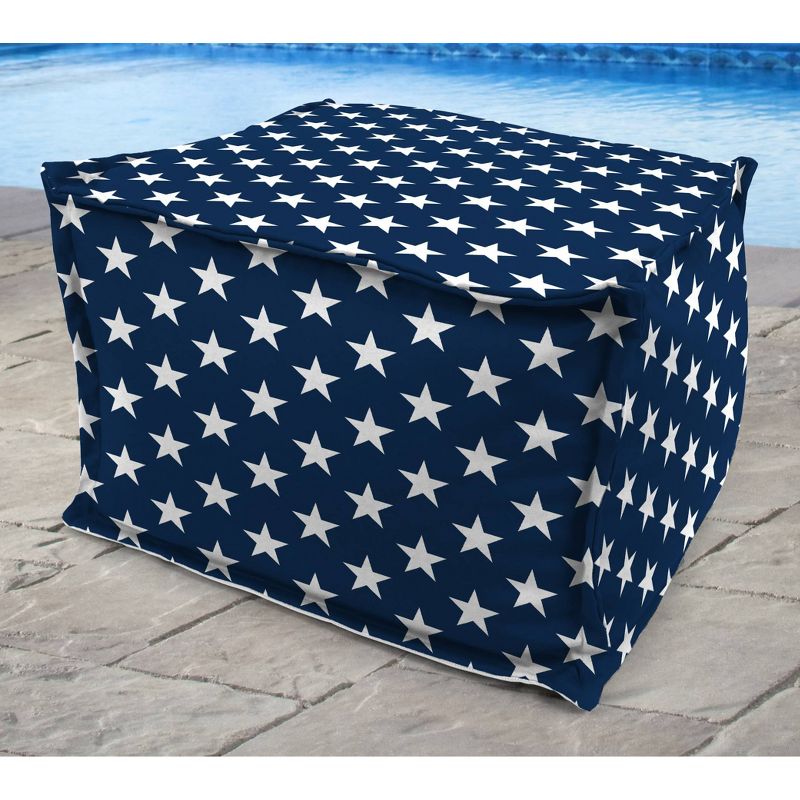 Outdoor Bean Filled Pouf/Ottoman In Stars Oxford  - Jordan Manufacturing