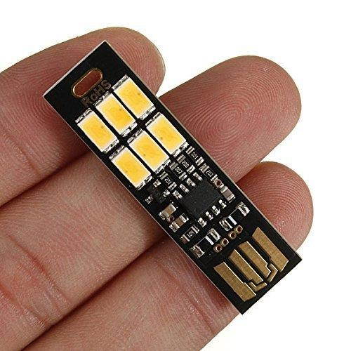Yitee 5pcs USB Light Keychain Super Bright 6 LEDs Mini USB Light Lamp with Smart Touch Electrodeless Dimming Switch For Laptop Keyboard Light(Warm White)