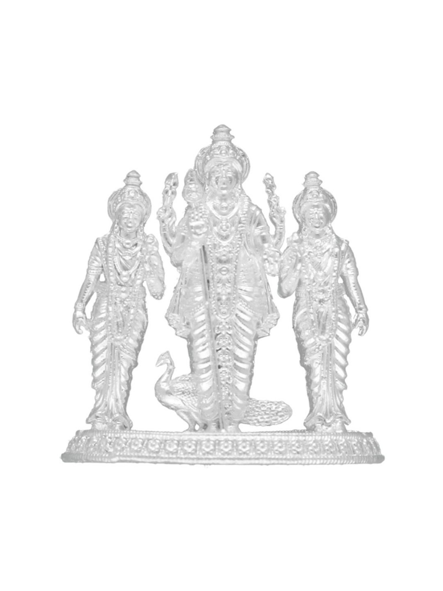 Sri Jagdamba Pearls 800 Silver Kartikeya Pariwar Divine Idol - 14 gm