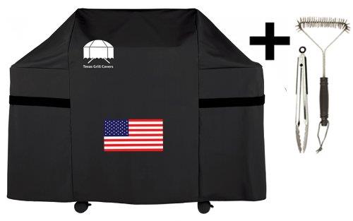 Texas Grill Cover 7553 Premium Cover for Weber Genesis Gas Grills with American Flag Including Grill Brush and Tongs
