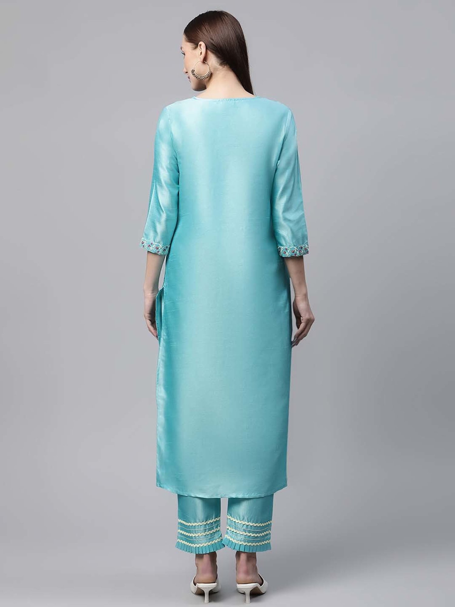 Sringam Blue Embroidered Kurta Pant Set