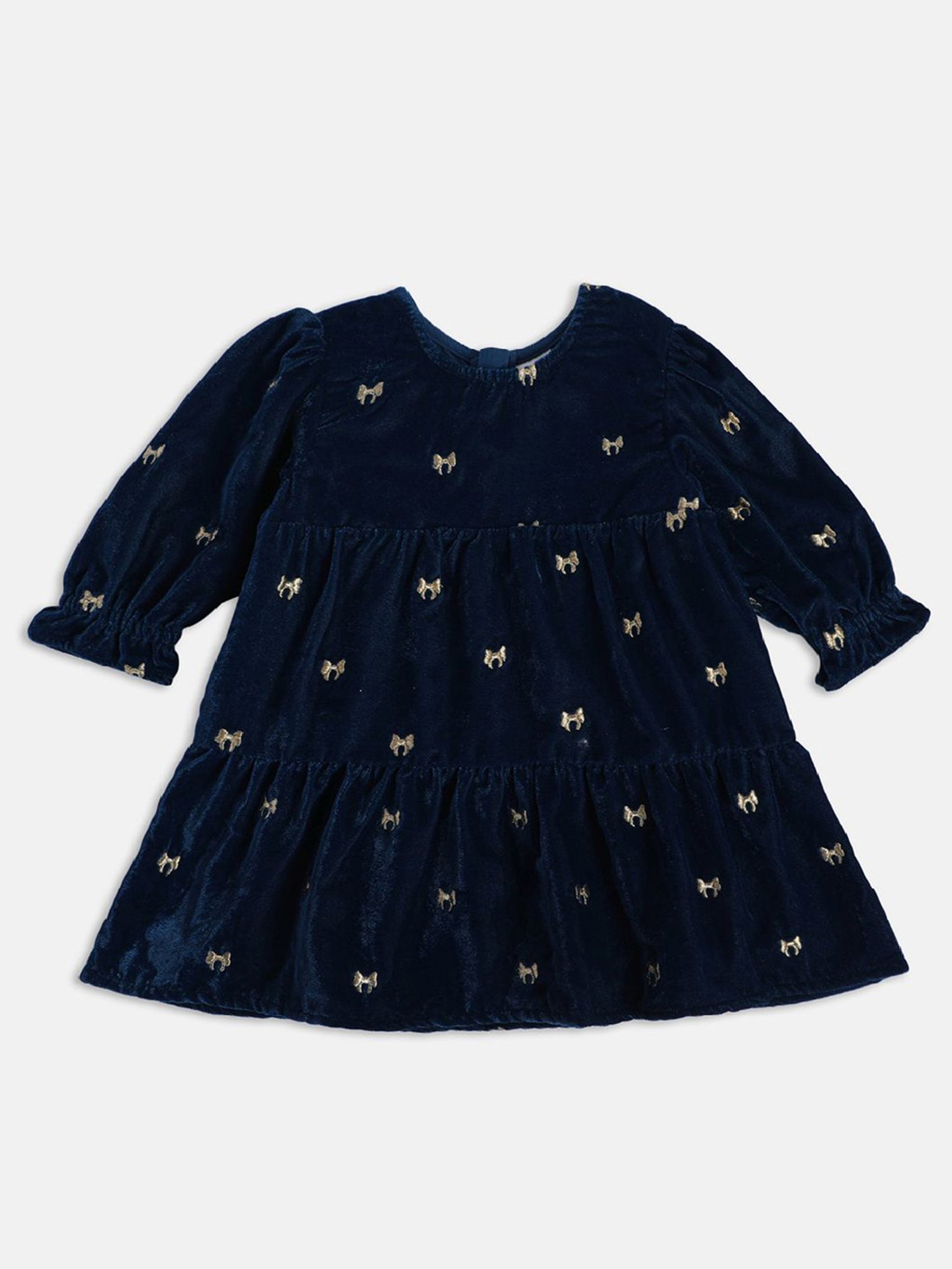 Nauti Nati Kids Blue Embroidered Dress