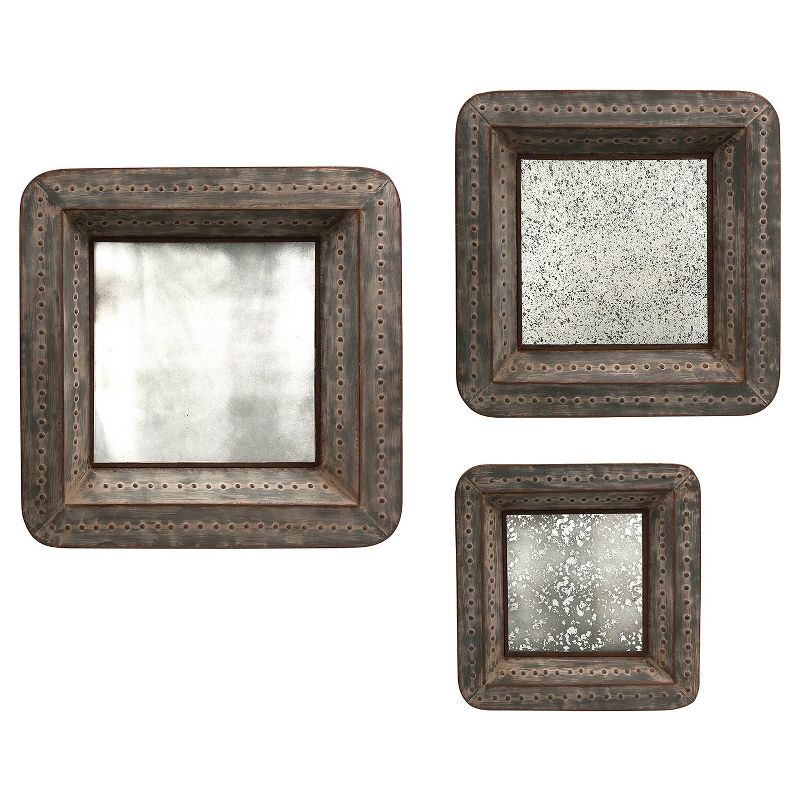 Aurora Distressed Mirrored Decorative Wall Sculpture - Set of 3