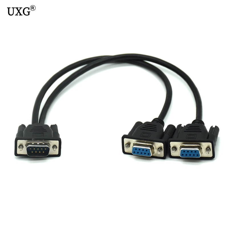 DB9 9Pin 1 to2 Rs232 Serial Cable Splitter Directly Connected COM 2 in 1 Data Cable Male to Female for Cash Register POS Display