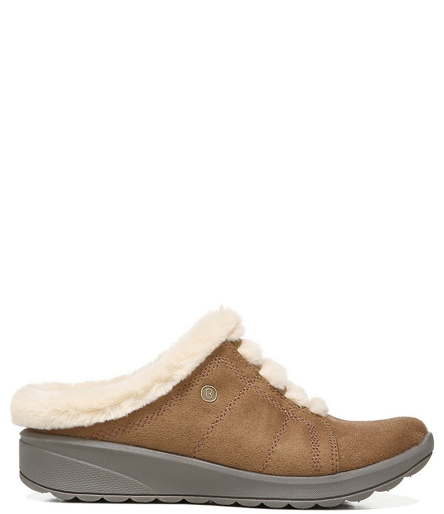 Bzees Golden Cozy Washable Slip-On Stretch Fabric Faux Fur Mules