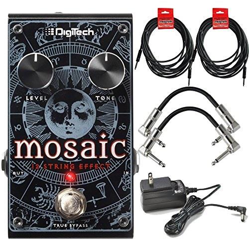 digitech mosaic polyphonic 12 string guitar effect pedal for electric and acoustic electric guitars with ac power adapter 2 path cables for guitars and 2 instrument cable