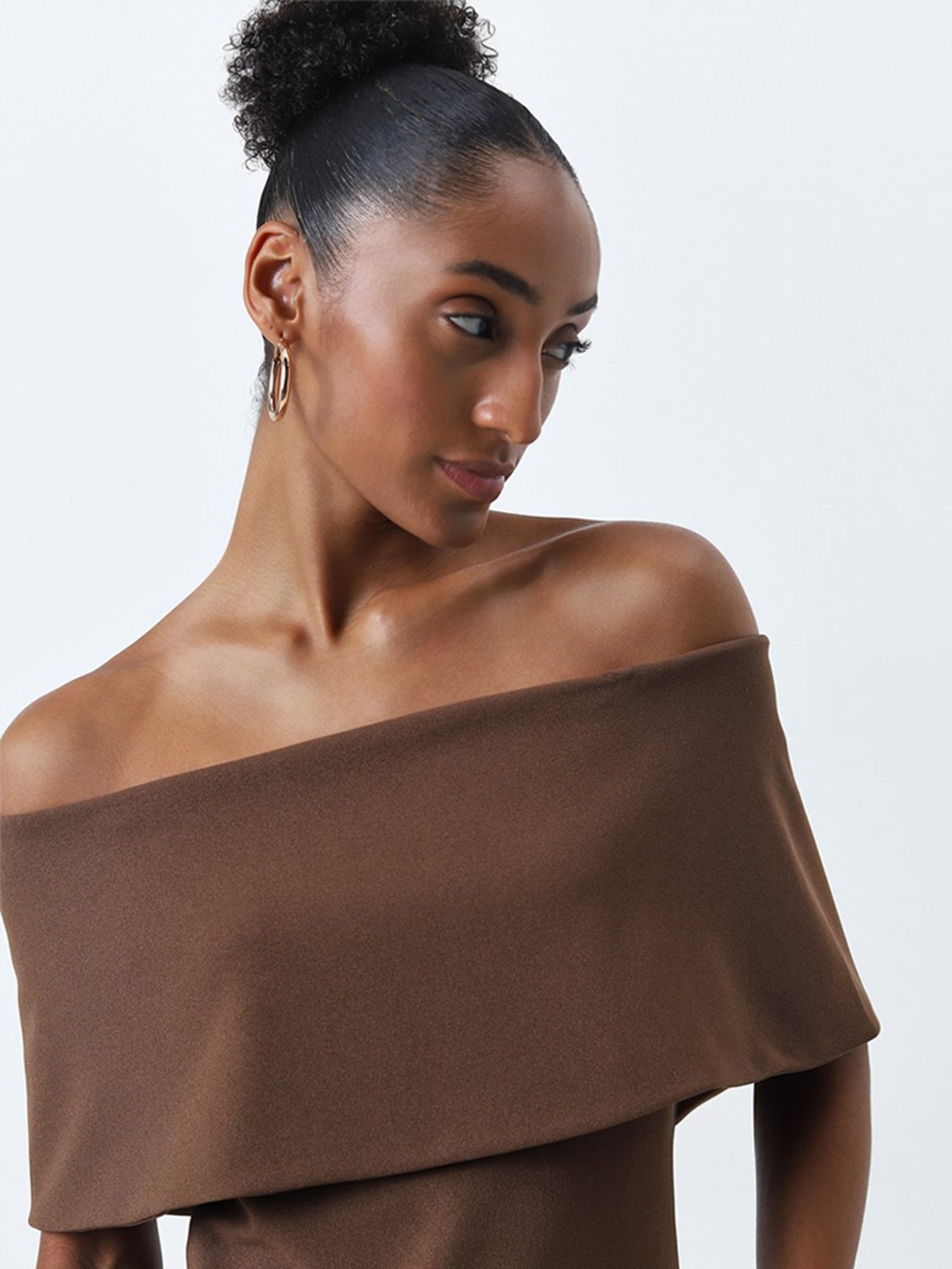 Wardrobe by Westside Brown Off-Shoulder Top