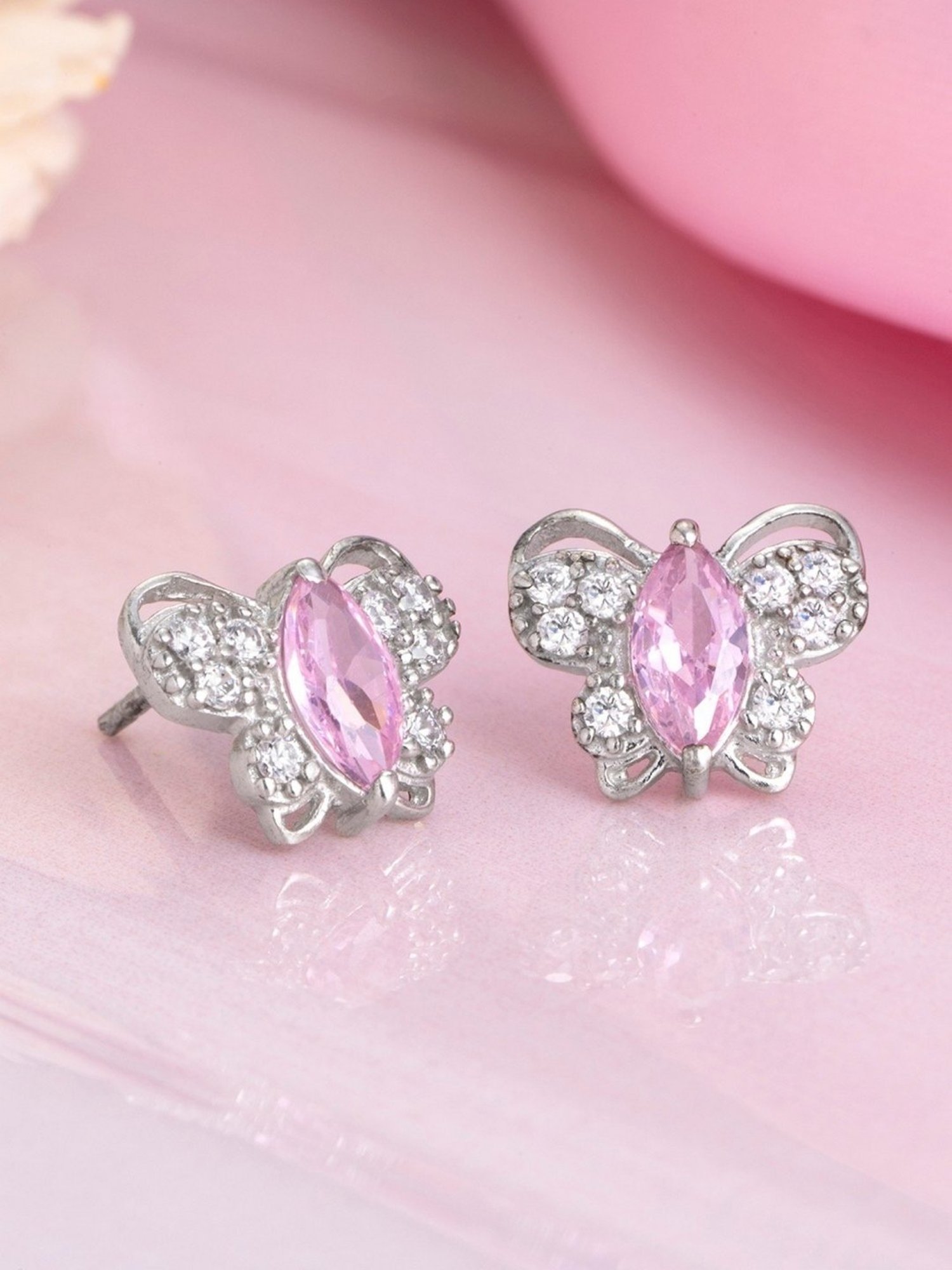 Zavya Elegant Butterfly CZ Studded 92.5 Sterling Silver Stud